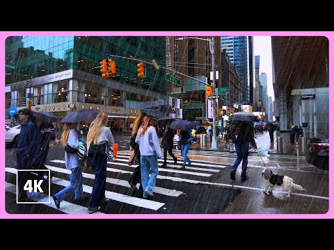New York, United States | Rain Walking Tour 4K | Oct 16, 2023