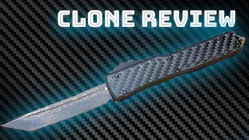 Microtech Ultratech Carbon fiber Damascus Steel Knife Clone Unboxing and Review from DHgate