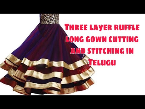 साड़ी से बनाए // long gown cutting and stitching.. 👌👌👍 - YouTube