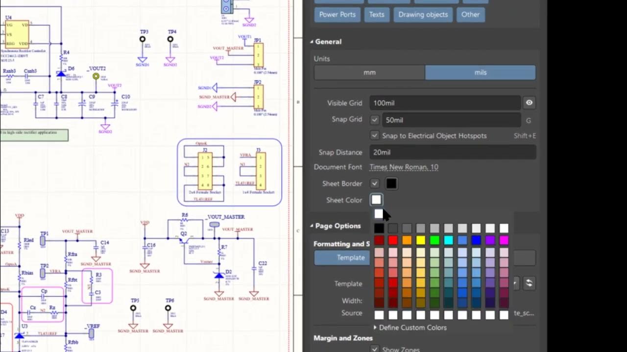 Altium designer schematic sheet color and how to change it to