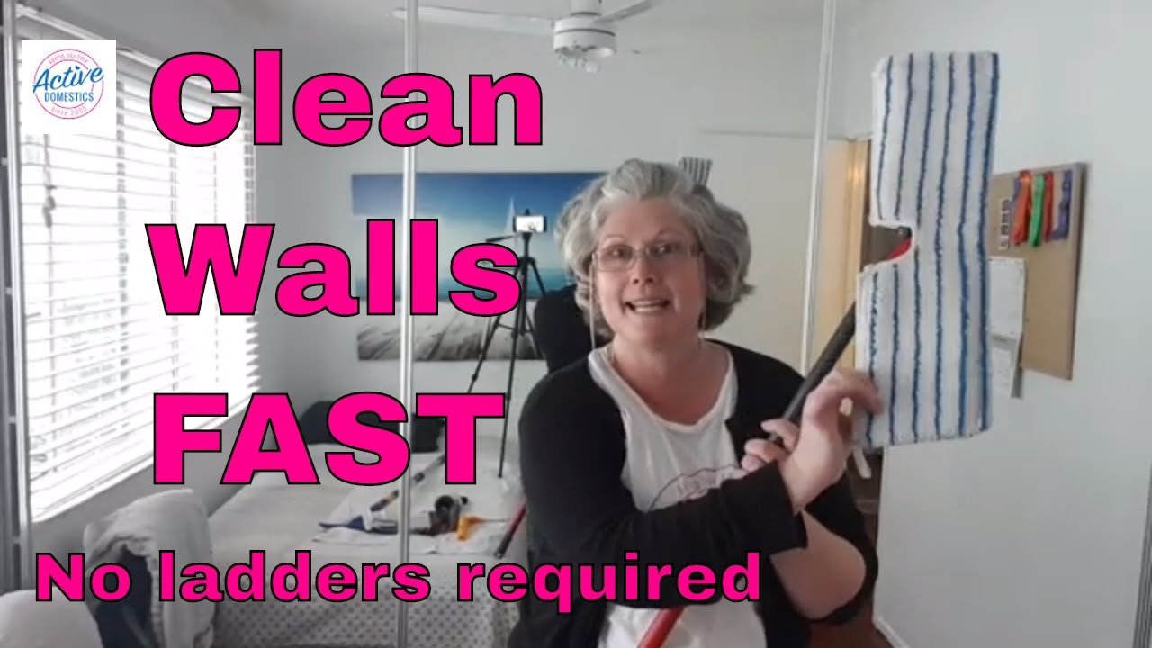 Clean Walls Quickly and Easily with a Flat Mop - No Ladder needed