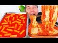 THE BEST SPICY CHEESY RICE CAKES WITH SPICY CHEESY RAMEN NOODLES • Mukbang & Recipe