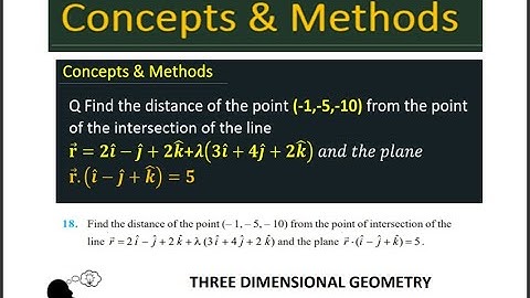 Find the distance of the point (– 1, – 5, – 10) from the point of intersection of the line ...