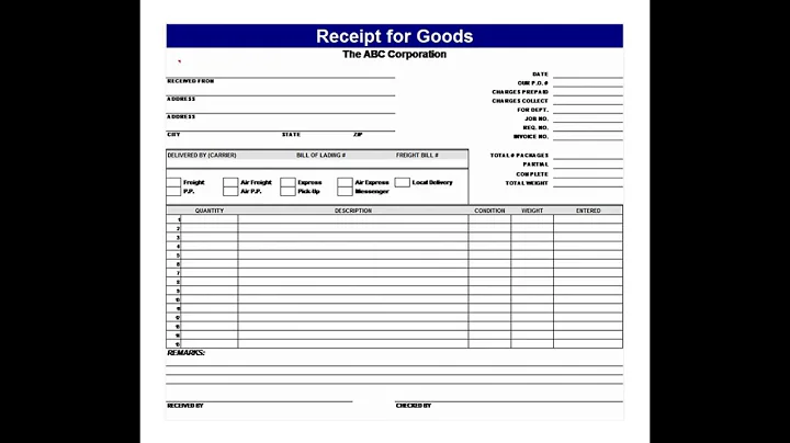 GOODS RECEIVED NOTE TEMPLATE EXCEL