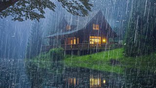Relaxing Rain for Sleeping - Heavy Rain, Strong Wind on the Roof by the Lake - Rain Sound #2