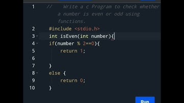 How to write a c Program to check whether a number is even or odd using functions.
