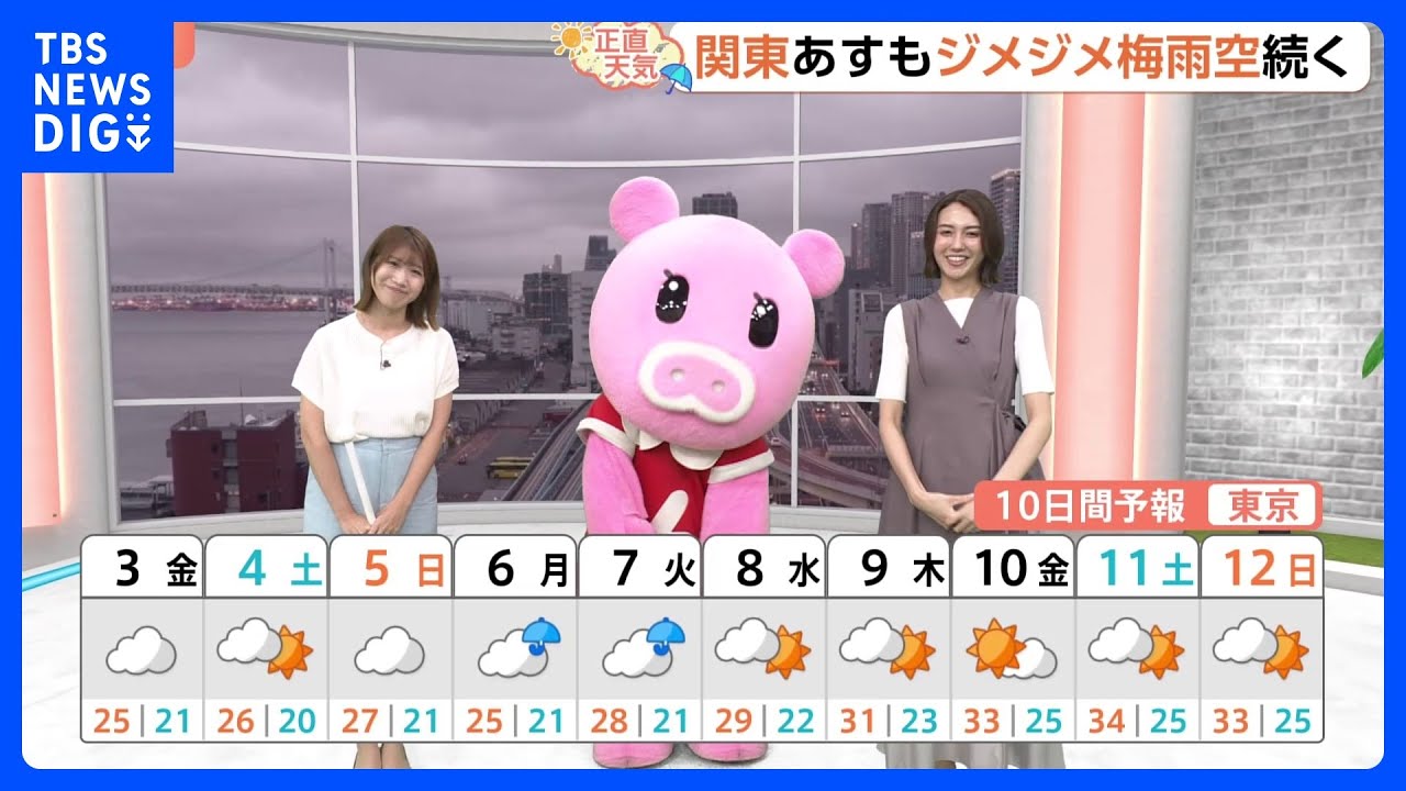 【7月3日 関東の天気】関東 今夜もシトシト雨残る…｜TBS NEWS DIG