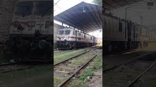 BZA WAG 5 🔥💯 meets twin WAP 7 🤍 at Renigunta electric loco trip shed