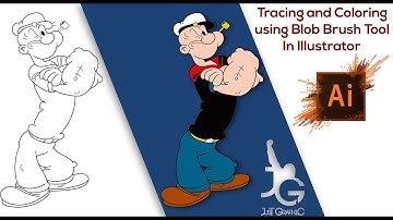 Drawing Popeye The Sailor Man, Blob Brush Tool, Illustrator, Speed Art