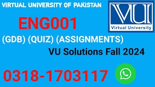 ENG001 Assignment Solution | VU Fall 2024 | Virtual University of Pakistan