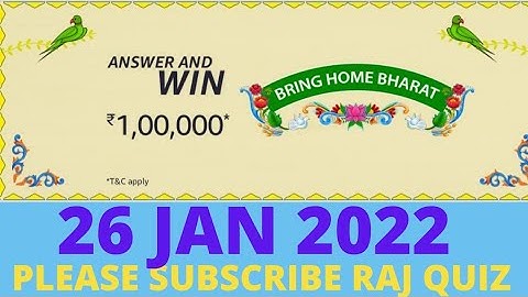 Amazon Bring Home Bharat Quiz Answers Today | 26 January 2022