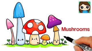 How to Draw Mushrooms Easy Cute 🍄