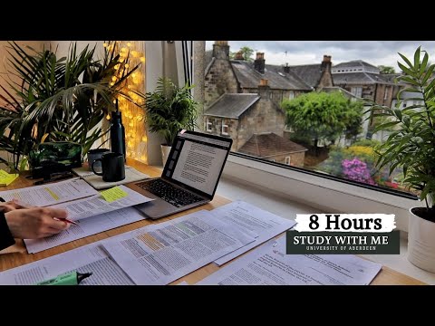 8 HOUR STUDY WITH ME  | Background noise, 10-min Break, No music, Study with Merve