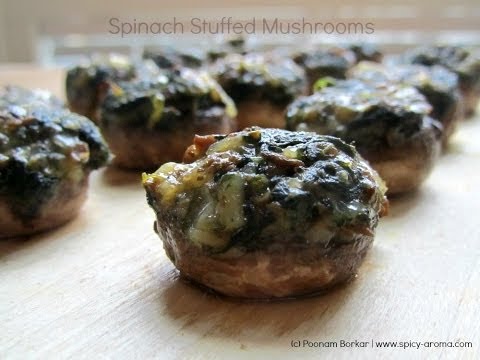 Spinach Stuffed Mushrooms Indian Snacks Recipe Veg Recipes By Poonam-11-08-2015