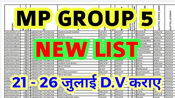 MP GROUP 5 - संचनालय - DOCUMENT VERIFICATION NEW LIST - अपना नाम देखे - MP GROUP 5 RESULT DV UPDATE