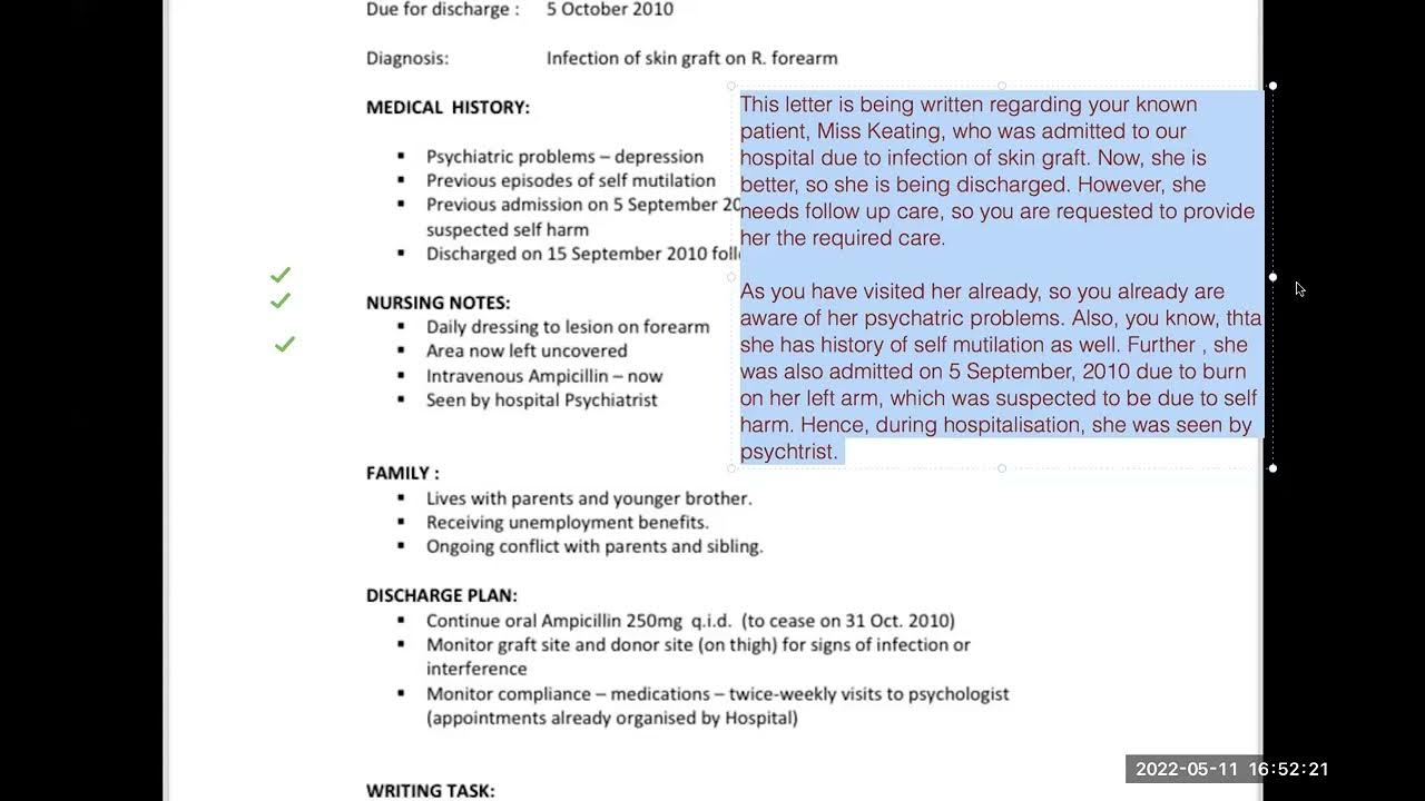 Oet writing task oet letter to Mrs Jan Piper, district nurse for