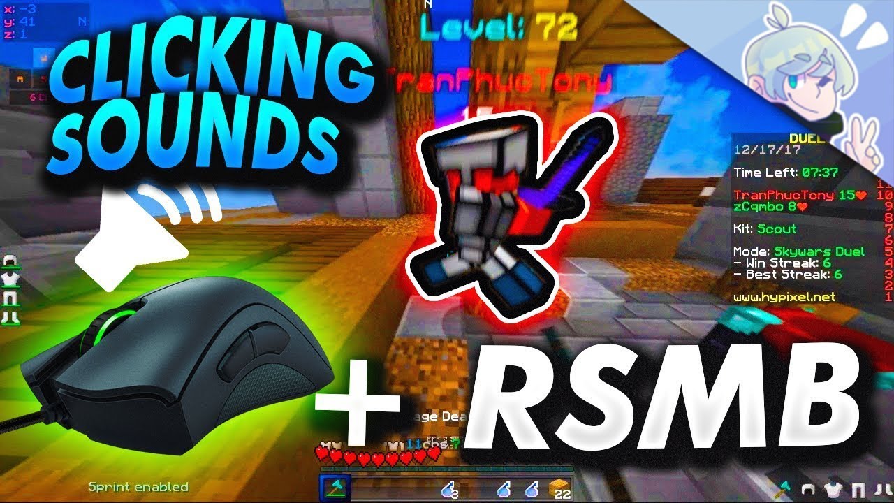 🔥 Clicking Noises + RSMB/Motion Blur - Skywars Duels | Razer Deathadder Elite Mouse Minecraft PvP
