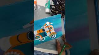 Old Tablet Painting | Colorful Scooter Design | Hand Painted Art by Shyamal Creative Studio