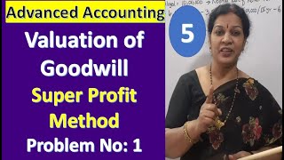 5. Valuation of Goodwill  - " Super Profit Method"- Problem No: 1