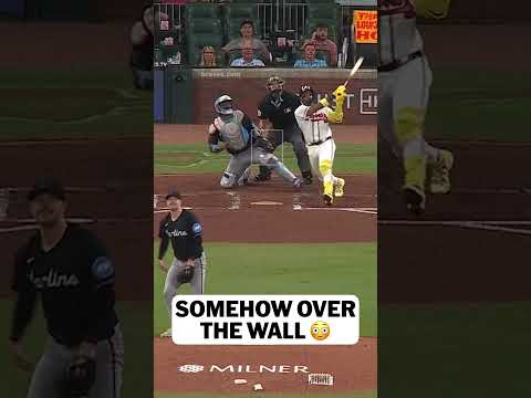 Ronald Acũna Jr. sends one over the wall with a little bit of help 😲