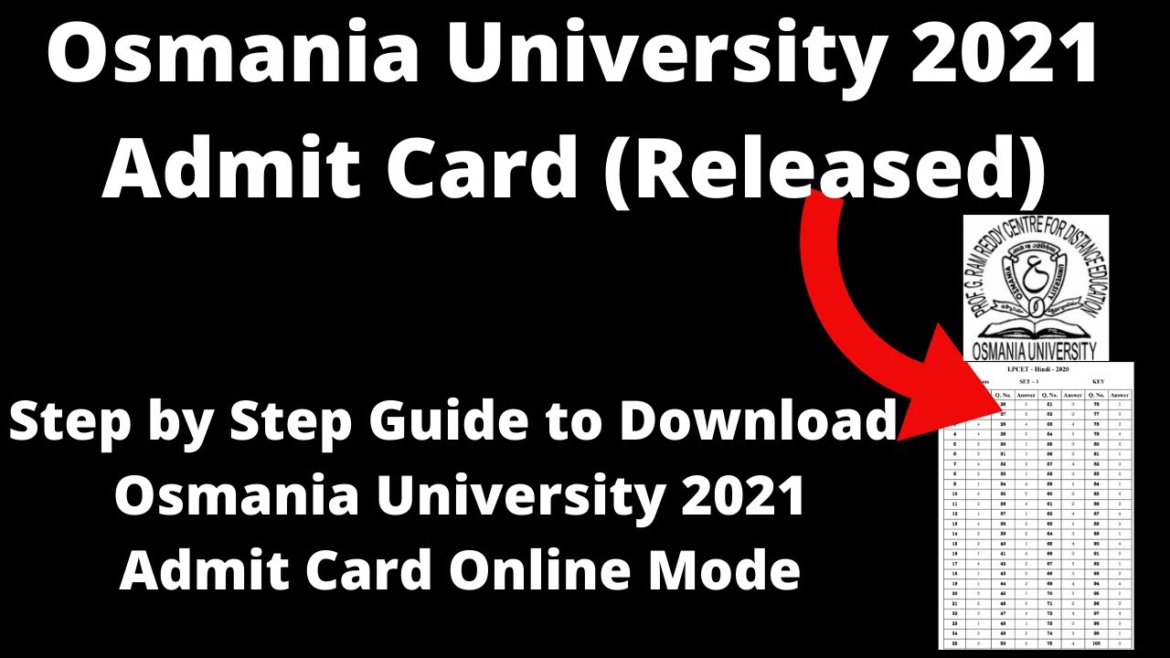Osmania University 2021 Admit Card (Released) - How to Download Osmania University 2021 Admit Card