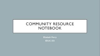 Community Resource Notebook