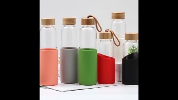 500ml,550ml Customized Sports Glass Bottle Small Mouth Borosilicate with Bamboo Lid