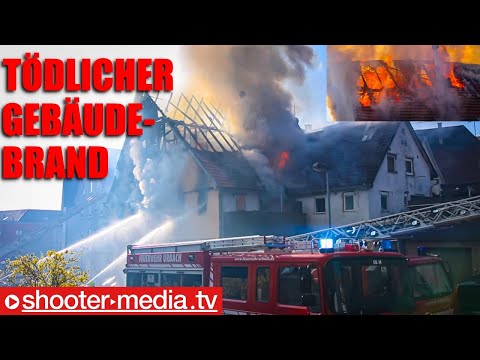 ? Tödlicher Gebäudebrand (Großbrand) ? | ? Bewohner retten sich mit Fenstersprung aus dem Haus ?