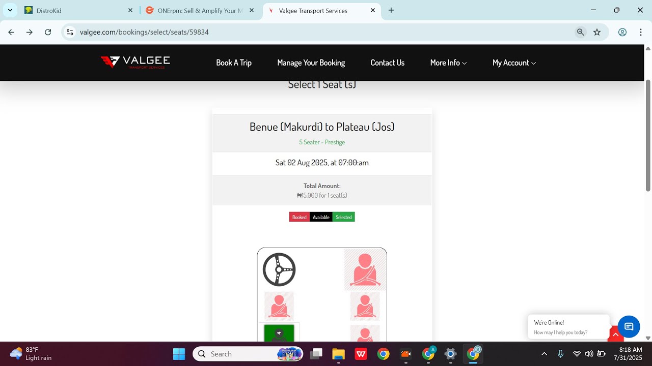 How to Book a Trip and Travel with Valgee transport services Website ...
