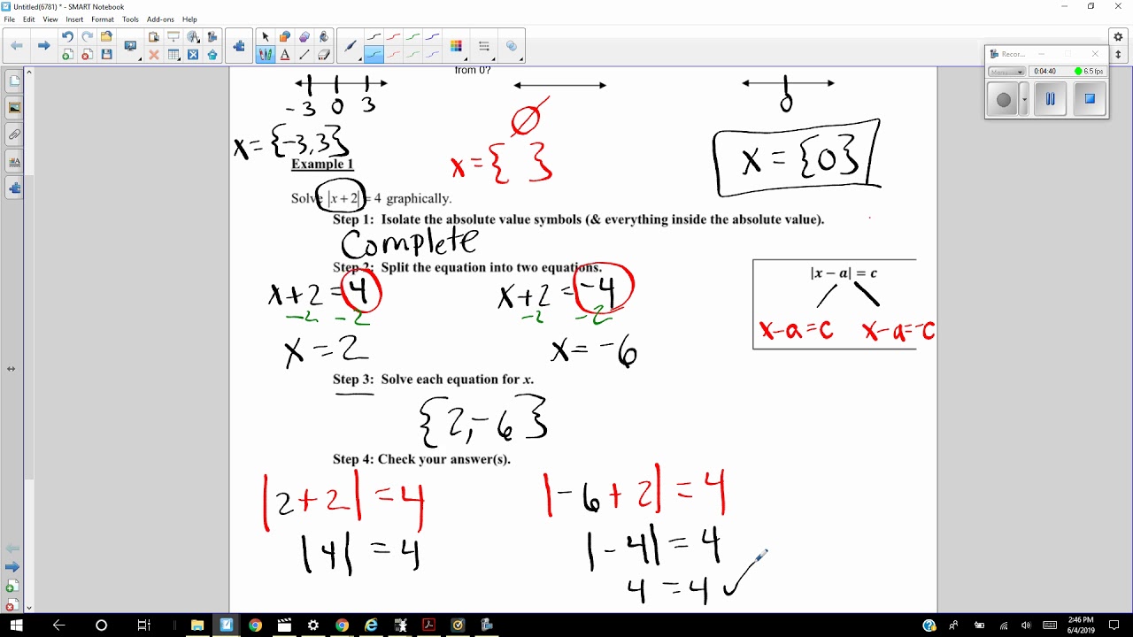 Solving Absolute Value Equations Algebraically YouTube