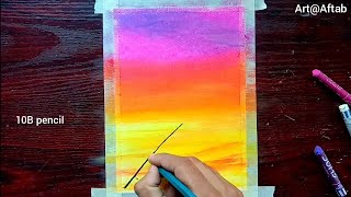 pastel oil pastels beginners easy drawing sunset colourful scenery