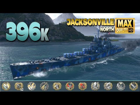 Cruiser Jacksonville with a huge game on map North - World of Warships