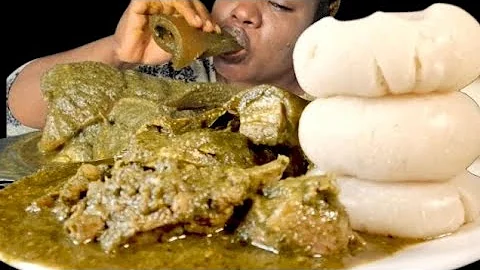 Nigeria food ASMR mukbang/black soup and fufu mukbang