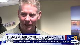 Runner who went into cardiac arrest during marathon meets with EMTs, bystanders who saved his life