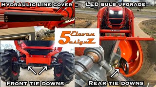 How to install front and rear tie downs, Hydraulic line guard, And LED headlights on a Kubota L4701!