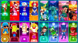 Tiles Hop EDM Rush -Digital Circus! Pomni🆚Pocoyo🆚Bluey Bingo🆚 Pikachu🆚Baby Shark🆚Gummy Bear