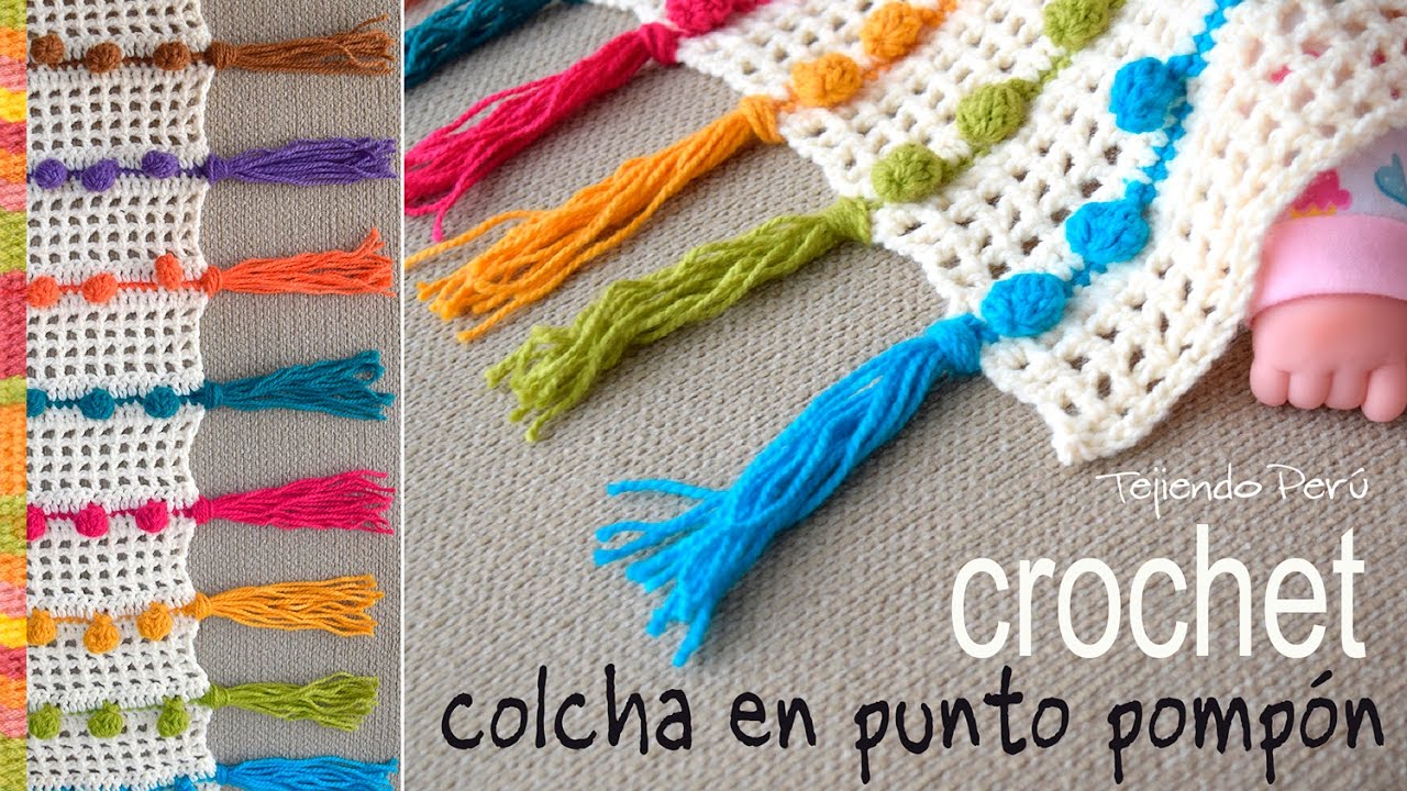 Colcha tejida en punto pompón a crochet - Tejiendo Perú