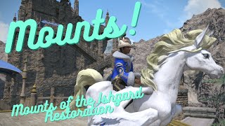 FFXIV - Ishgard Restoration Mounts - Albino Karakul, Ufiti, Megalotragus, and Pegasus