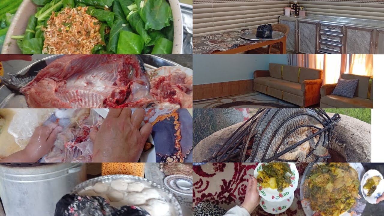 صورت بيتي #واجوني خطار من الحضر #شوي سمك#شوي دجاج #تمن احمر #دولمه #خبز 