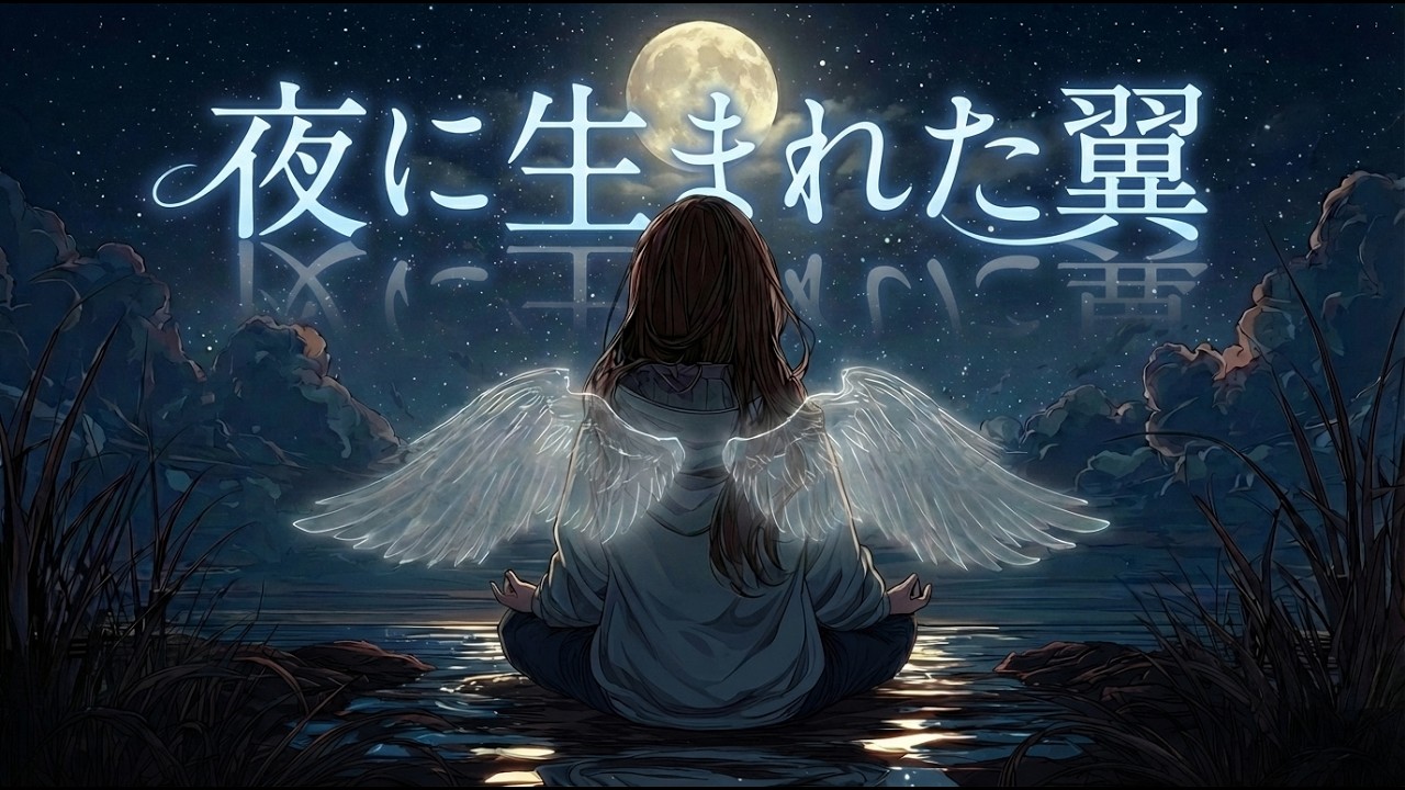 🌌 夜に生まれた翼🪽 | Lyrics Visualizer [music made with AI]