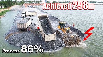 Parte 124| Showing New Action! Operator Skills Dump Trucks & Bulldozer Push Stone into water