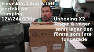 Unboxing X2, Test, Reparation av den ena Alpicool CZB-15 12V Ismaskin Liten & Lätt, Från AliExpress