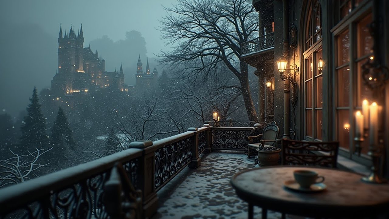 Cozy Winter Balcony ~ Атмосфера Темной Академии | Готическое фортепиано и Атмосферные Вибрации