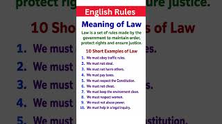 Meaning of Law: Definition, Purpose, and 10 Real-Life Examples #english #spokenenglish #vocabulary