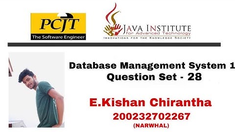Question Set 28 | Database Management System | Kishan Chirantha | Java Institute