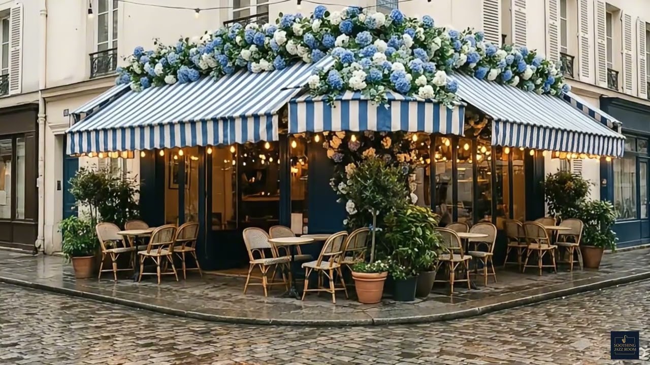Relax Jazz ☕ Cozy Rainy European Café | Coffee Shop Ambience for Study & Work