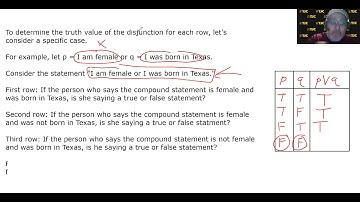 MATH 1332 3.2.3 – Truth Table for Disjunction