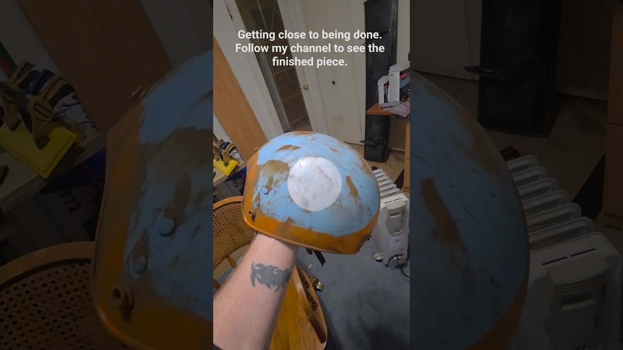 Patina Helmet Paint Job. PT.2. on an old Motorcycle Helmet wall hanger art piece.