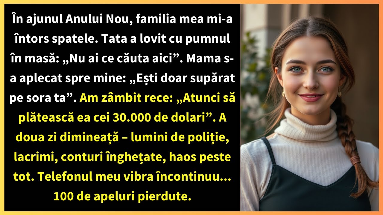 În ajunul Anului Nou, familia mea mi-a întors spatele. Tata a lovit cu pumnul în masă: