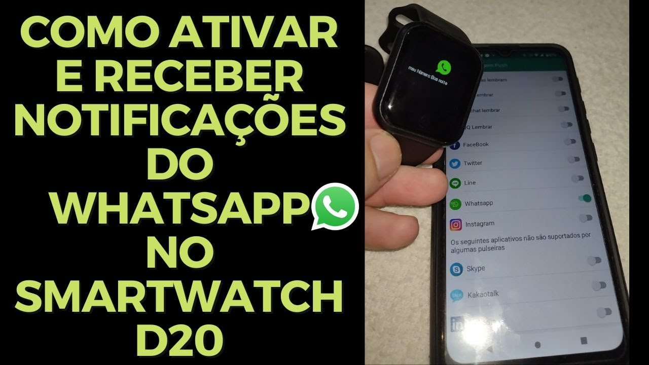 Como receber mensagens do whatsapp no smartwatch d20 ( FITPRO E HRYFINE